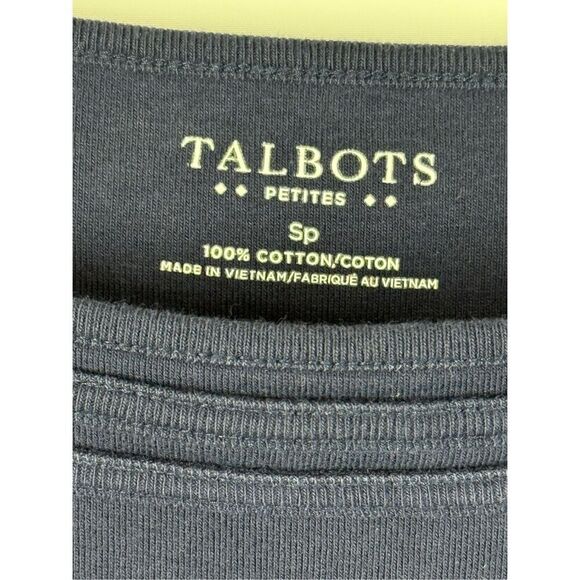 Talbots Navy 100% Cotton Sleeveless T Shirt Size Petite Small - Picture 2 of 3